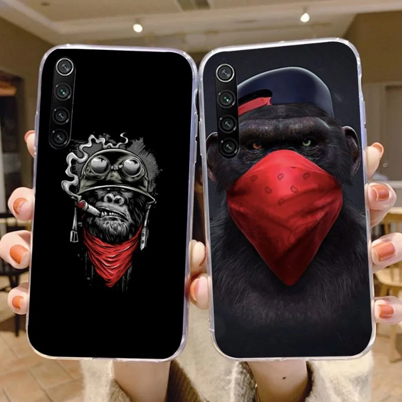 Monkey Orangutan Smart Phone Case for Xiaomi 13 Lite 12 11T 10 9 Redmi Note 11 10 10S Pro 9 9A 8 Clear Phone Cover Funda