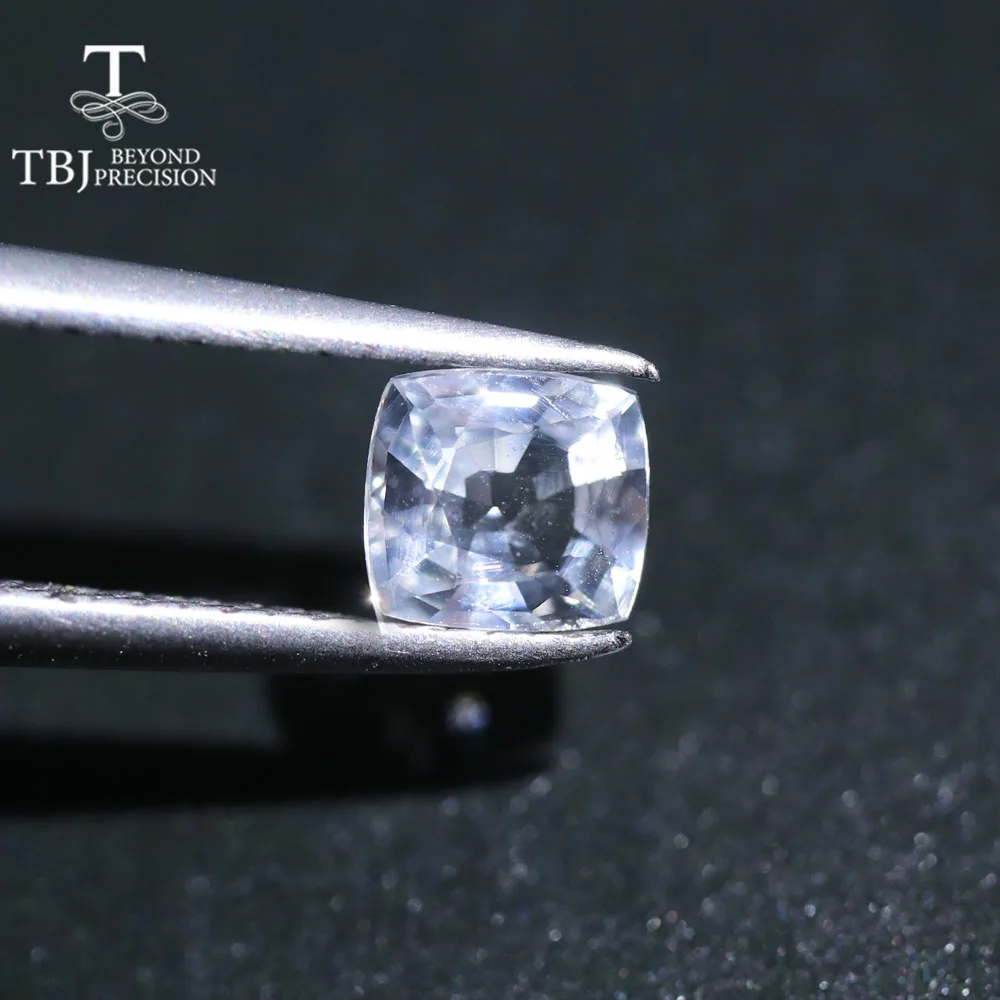 

Tbj, natural heated white sapphire loose gemstone 0.4-0.45ct Cushion for diy unique 18k 14k 9k gold jewelry