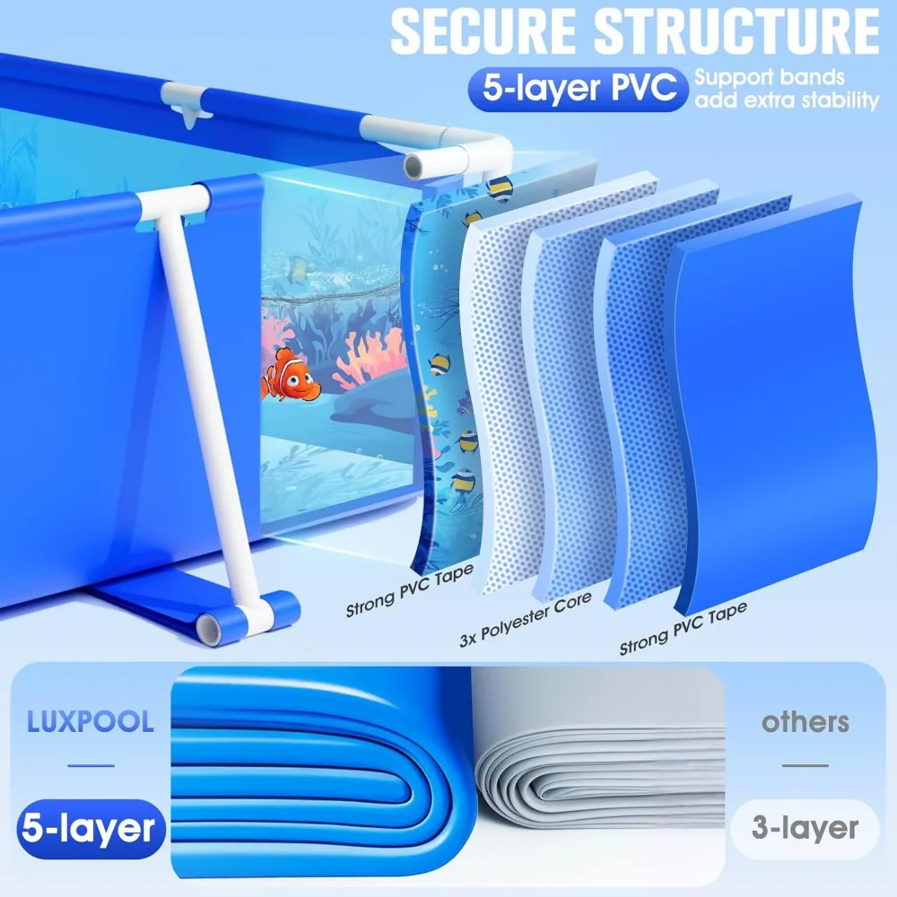 Above Ground Pool,Frame Deep Swimming Pools, Family Pool,Large Above Ground Easy Set, Outdoor Backyard Pools for Kids, Adults