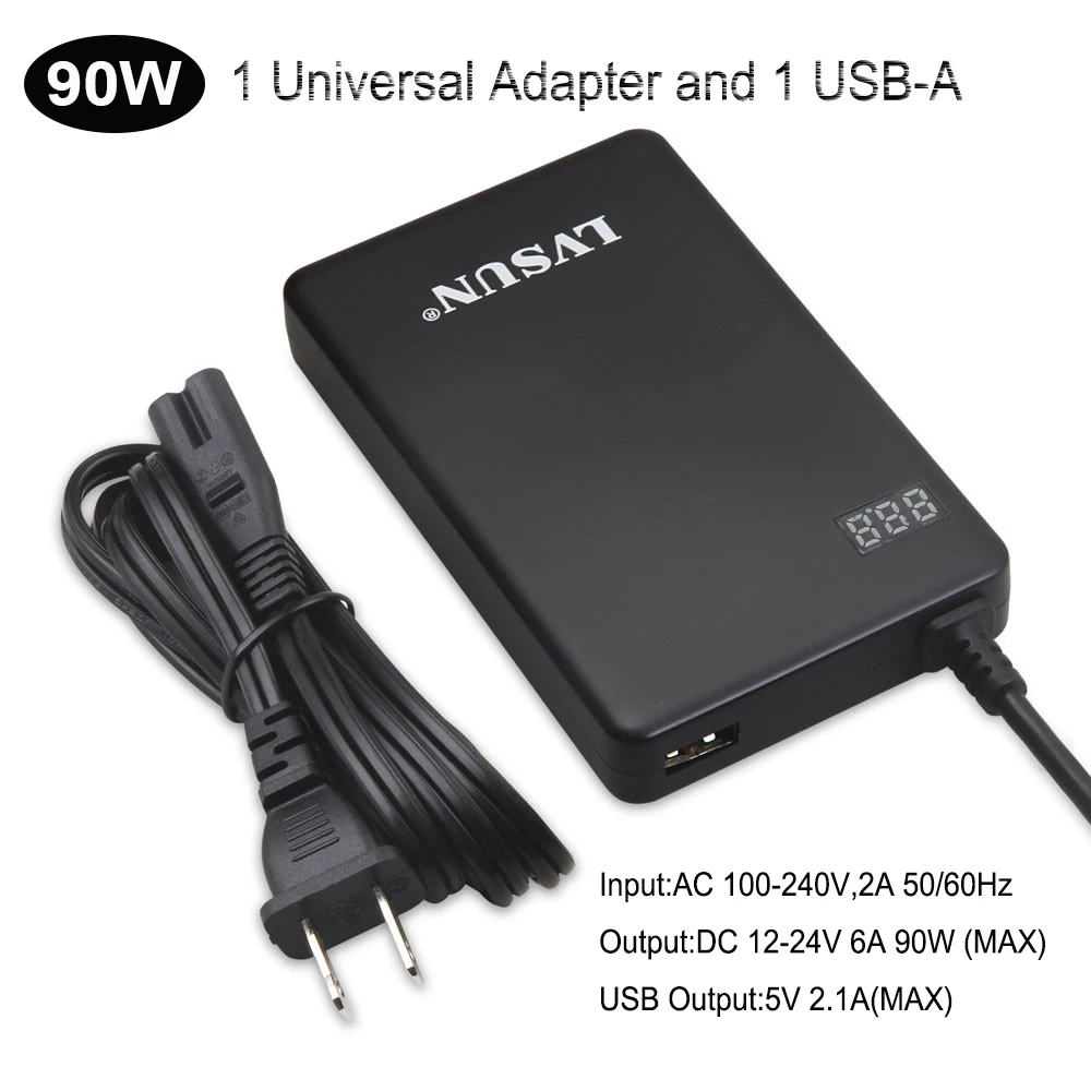 For HP Pavillion Series 90W Ultra Slim USB Laptop AC Power Adapter For Asus Acer Lenovo Dell Universal 8 PCS DC Tips For Free