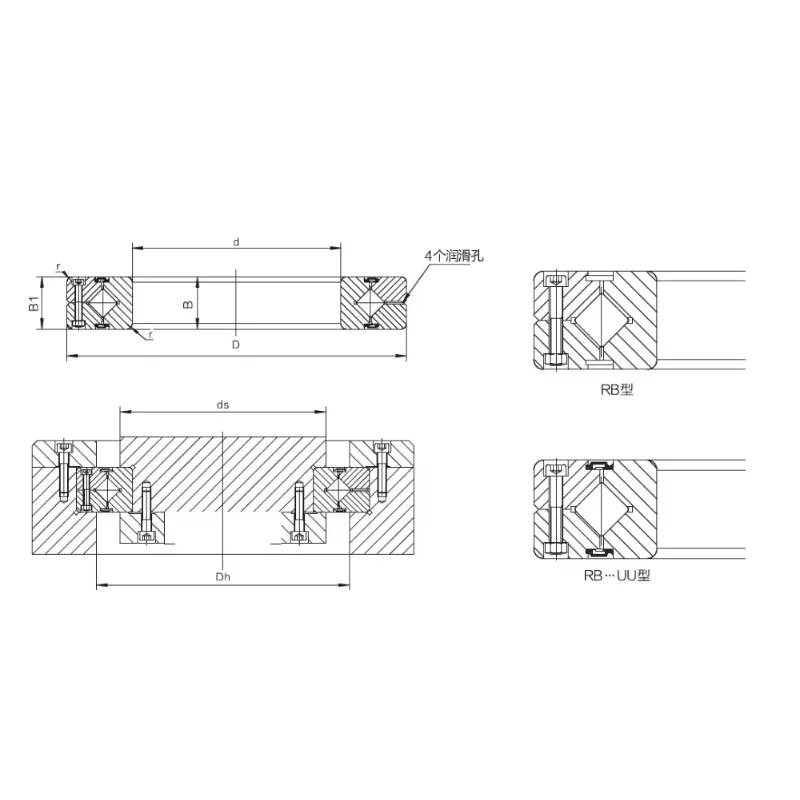 GCr15 RB19025 Factory Price Industrial Robots Cross Roller Bearing