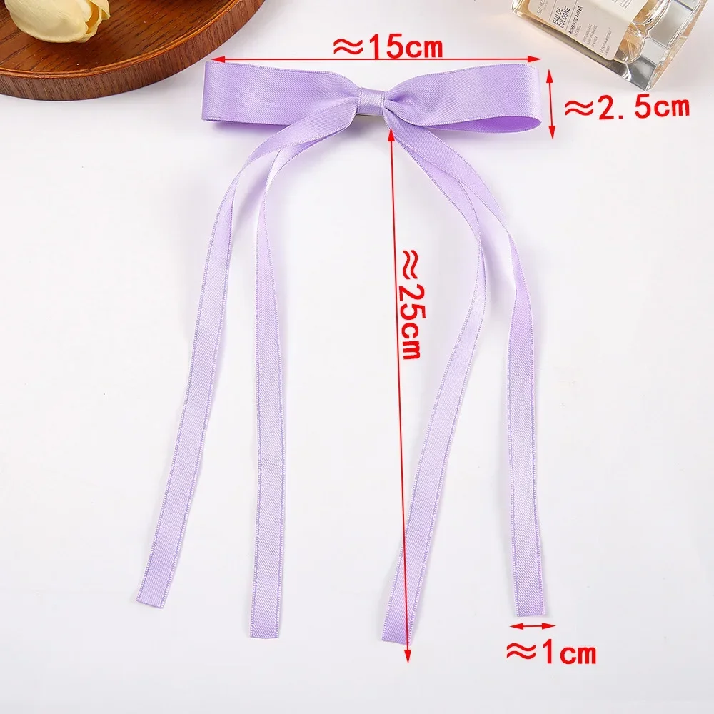 Fashionable Pink Double Ribbon Bow Women\'s Hair Clip Elegant and Sweet Ponytail Tie Hair Clip Simple and Exquisite Duckbill Clip