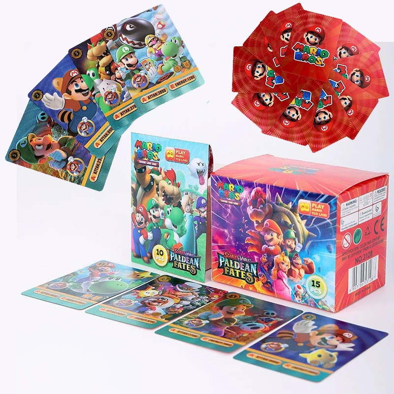 

10 шт./150 шт., карта Super Mario Bros Luigi Toad DK, принцесса, персик, Bowser Wario, игра, боевые коллекционные карты, игрушка для ребенка, подарок на день рождения