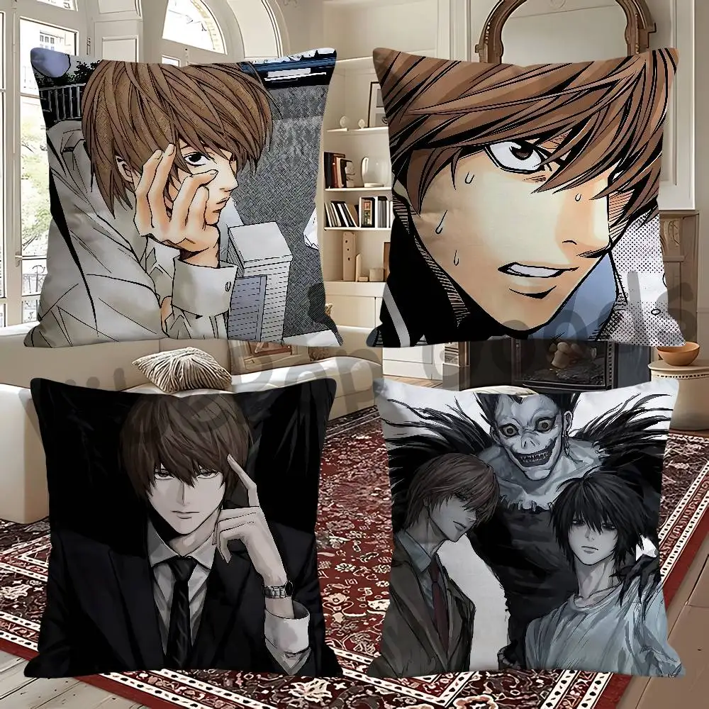 D-Death L-Light Y-Yagami N-Note 30x30 65x65 40x40 45x45 50x50 cm Fade Resistant Throw Pillow Cover Pet Friendly Patio Sofa Decor