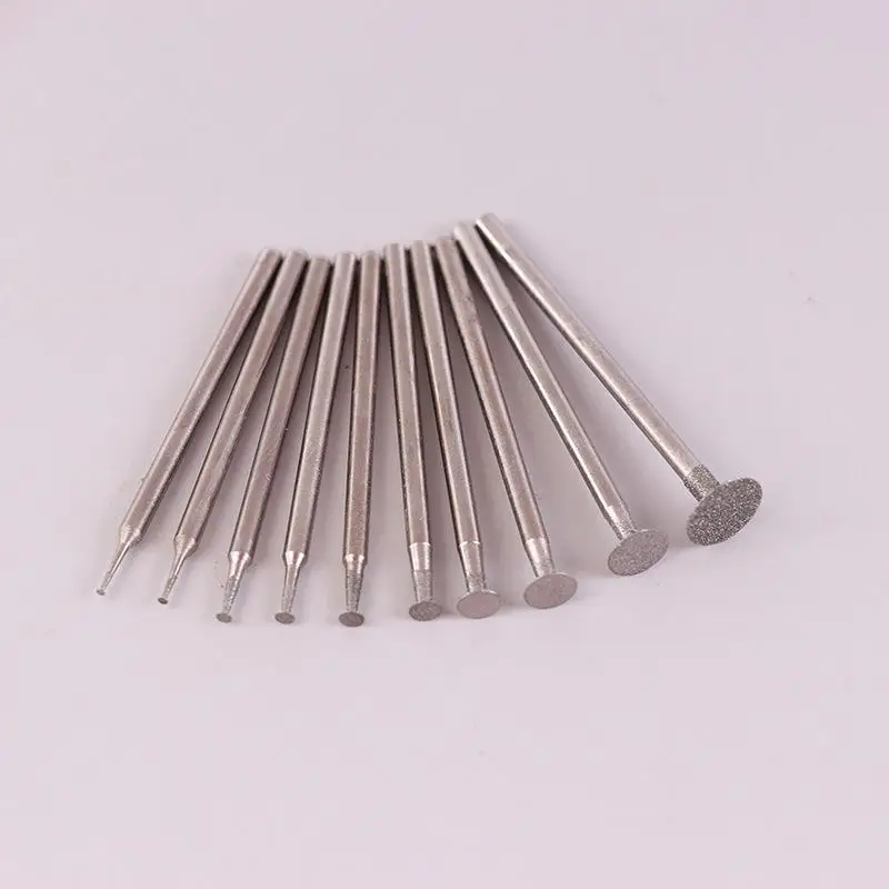10PCS T Shank Diamond Grinding Bit Accessory Ultra Thin Engrave Polish Tools for Ceramic Stone Jewelry Art Making