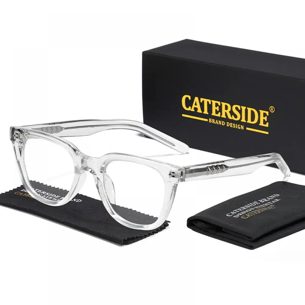 CATERSIDE Modische Anti-Blaulicht-Brille für Damen und Herren, Zellulose-Propionat-Bügelspitzen, Tr-90 Quadratischer Retro-Brillenrahmen – Detail 15
