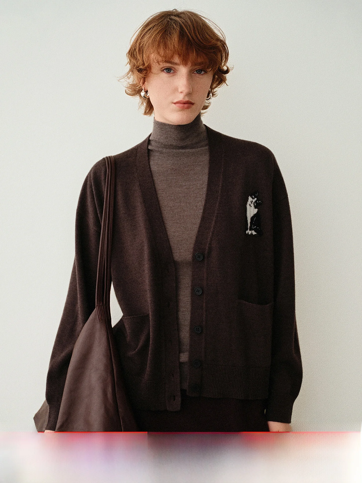 

Вязаный кардиган Chong X Tone·E из шерсти с V-образным вырезом, с милым узором, свободного кроя, мягкий, с длинными рукавами, женская повседневная вязаная одежда