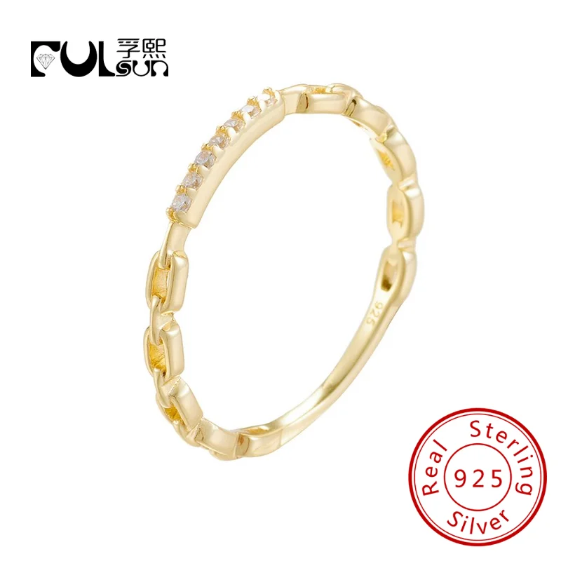 

Hip Hop Style Chain Infinity Ring 925 Sterling Silver Party Wedding 18k Gold Plated Women Girls