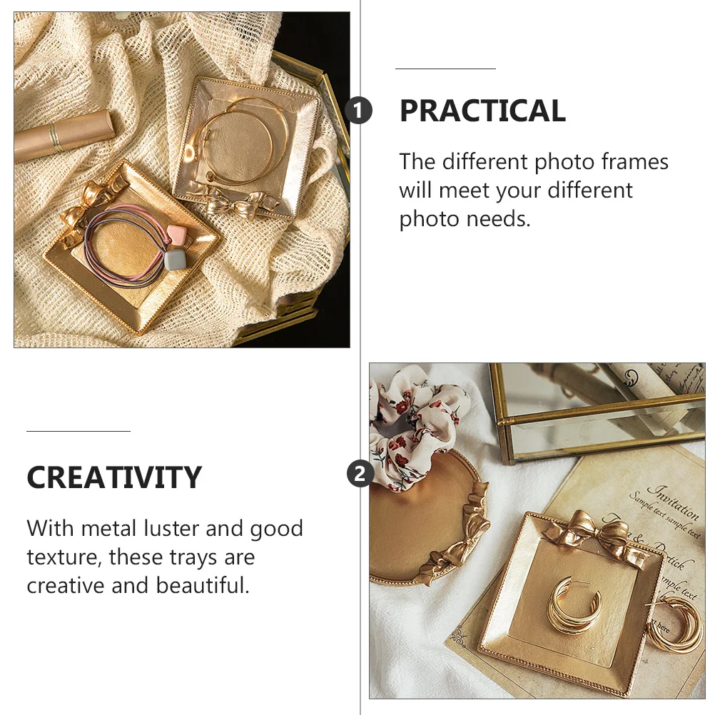 

1Set Retro Photo Props Trays Nordic Durable Metal Luster Creative Photography Accessories Jewelry Hair Clip Storage Home Decor
