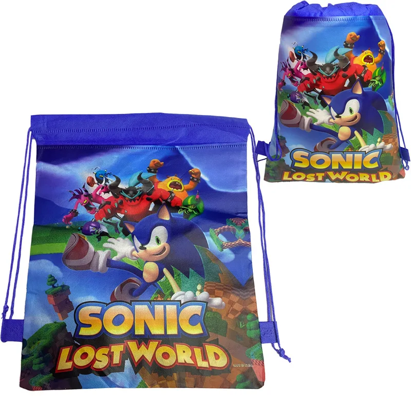 Sonic The Hedgehog Theme Non-woven Bag Fabric Backpack Child Travel School Bag Decoration Mochila Drawstring Gift Bag