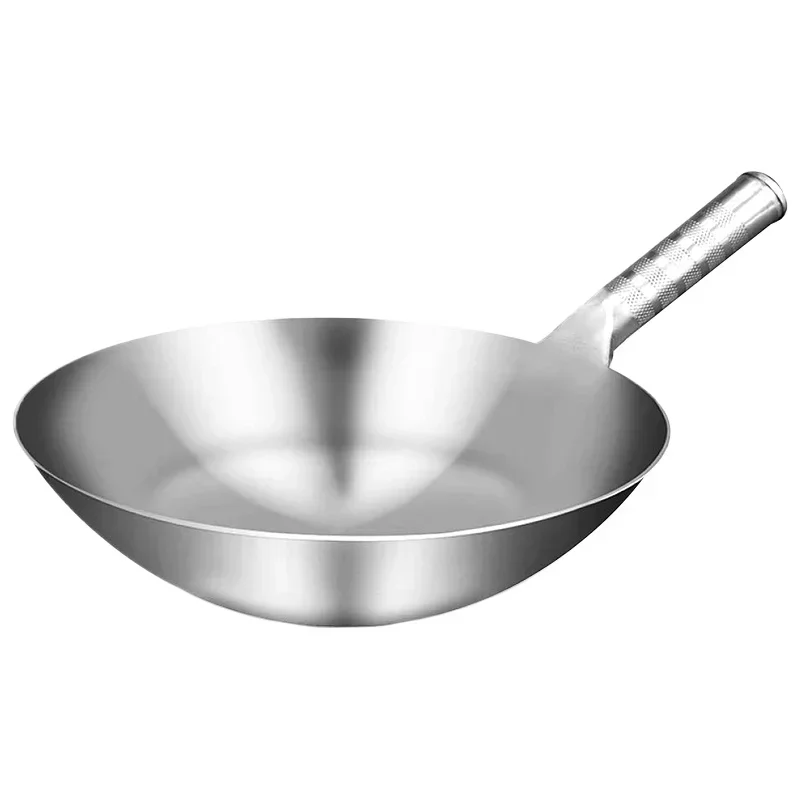 32cm Stainless Steel Wok 1.8mm Thick High Quality Chinese Wok Traditional Non Stick Rusting Gas Wok Cooker Pan Cooking