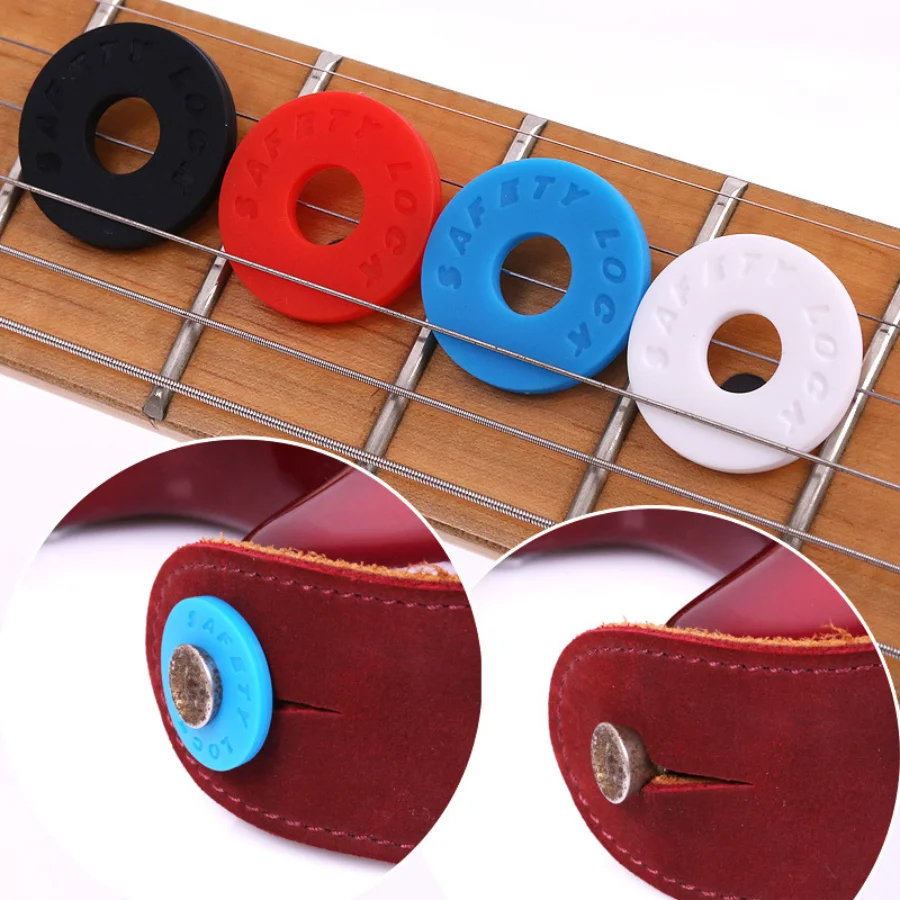 4 Pieces/Set Rubber Guitar Strap Lock Blocks Guitar Protectors Guitar Locks Black Guitar Strap Locking Silicone Strap Lock