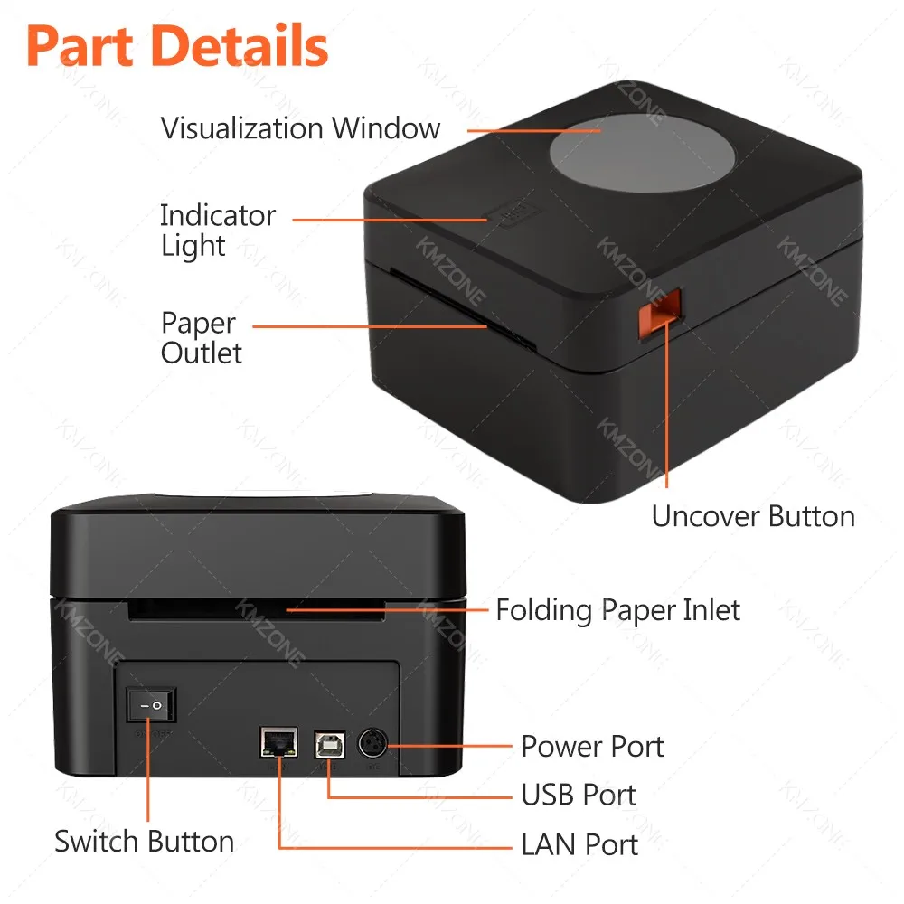 와이파이 블루투스 열 라벨 프린터, 무선 소형 배송 라벨 메이커, USB 4x6 인치, 아이폰, 안드로이드, 맥, 윈도우와 호환 가능