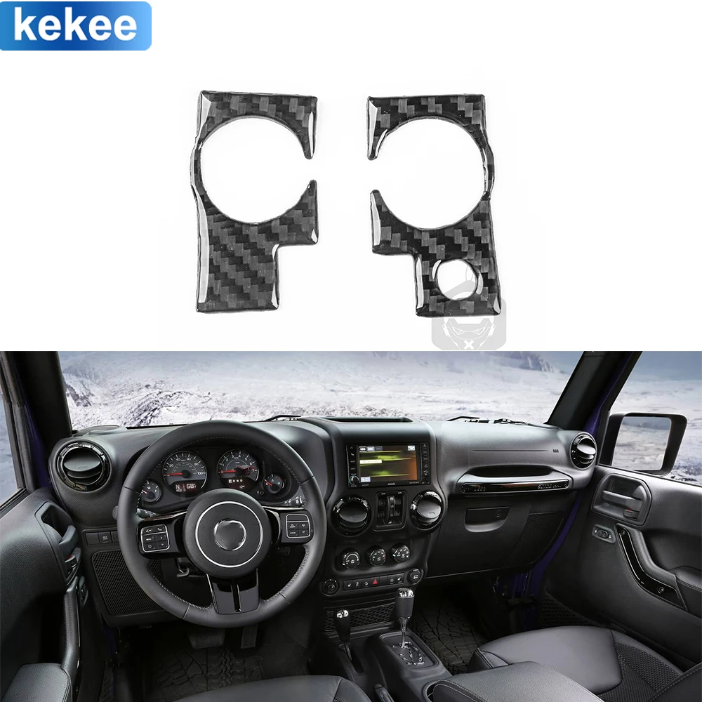 For Jeep Wrangler JK 2011-2017 Dashboard Volume Control Button Cover Real Carbon Fiber Sticker Car Interior Moulding Accessories