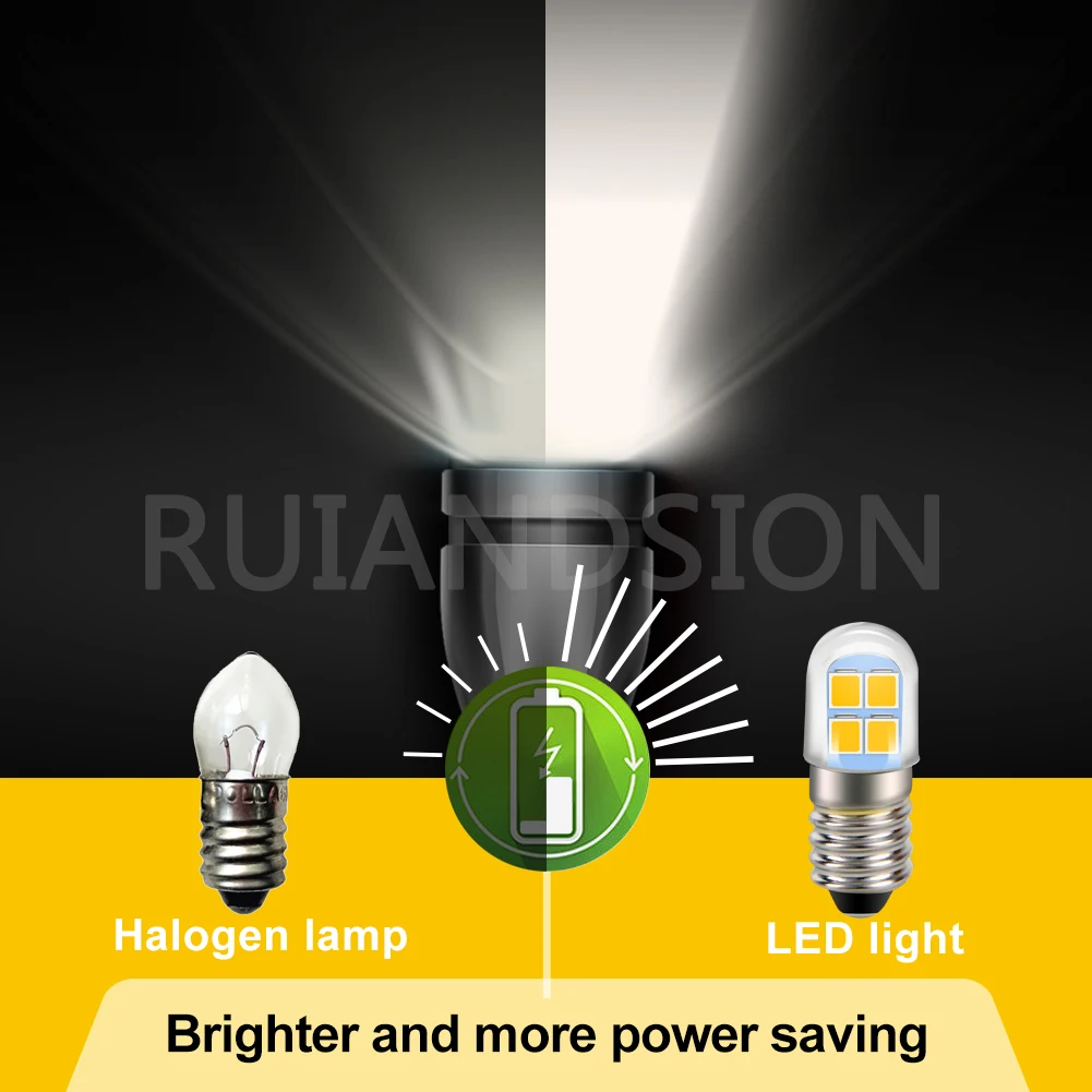 RUIANDSION E10 Bohlam LED 4-6V Basis Sekrup 2835 SMD Putih Hangat Pengganti Lampu Indikator Speedometer Motor Upgrade