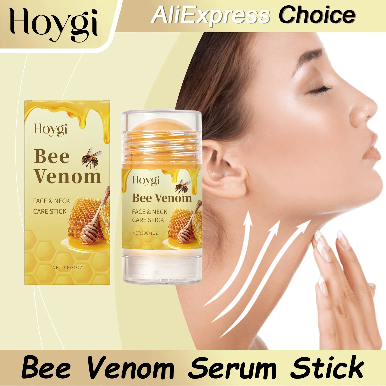 HOYGI Bee Venom Moisturizing Neck Cream Lightens Neck Fine Lines Wrinkles Anti Aging Lifts Tightens Skin Moisturize Cream Stick