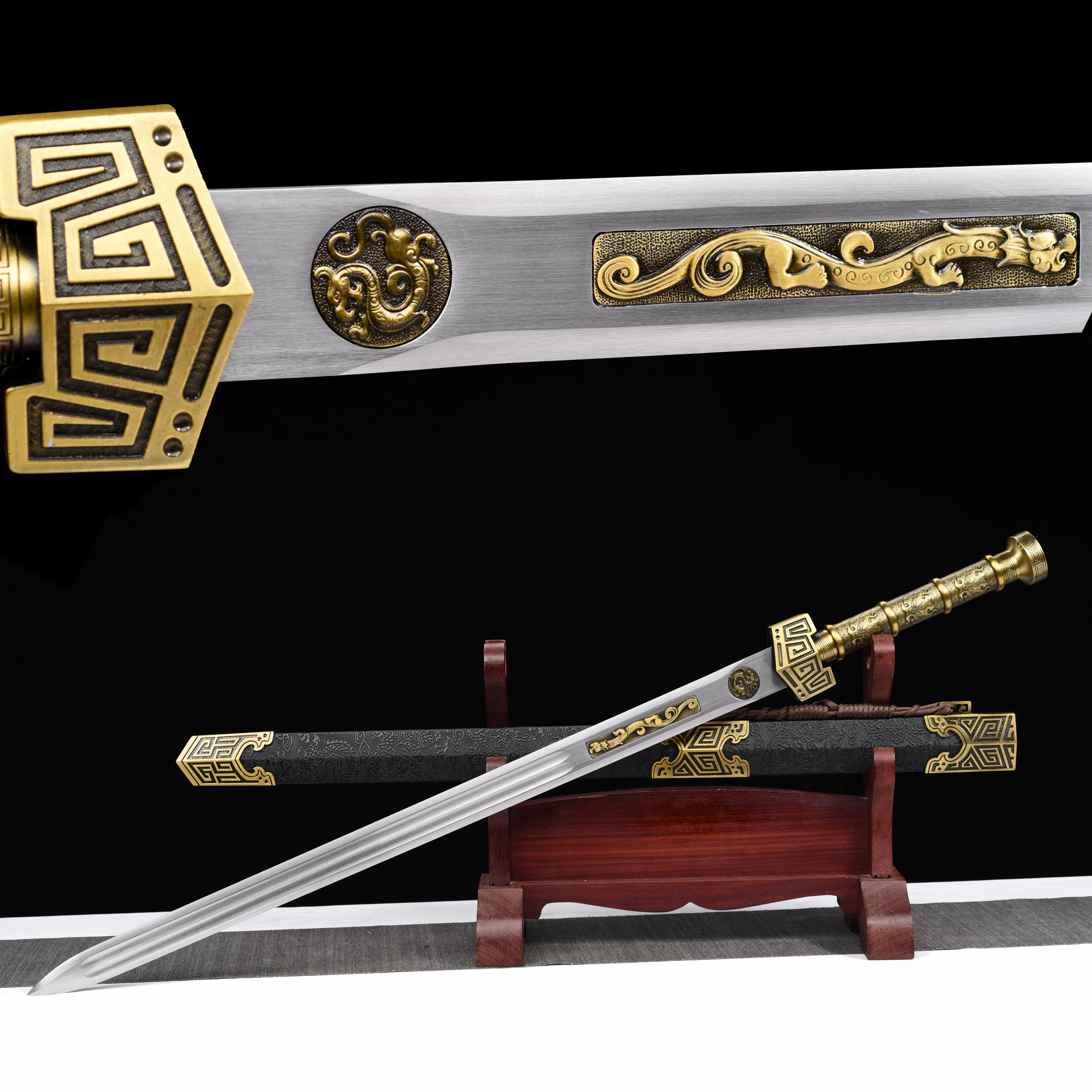 102cm Medieval bronze Flying Dragon Sword Manganese steel Martial arts Knight Real steel sword sharp combat ready weapons katana