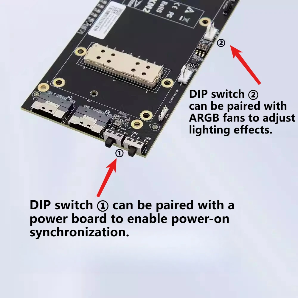 SlimSAS 8654 To SXM2 Adapter Board X16 Direct Backplane for Nvidia V100 GPU eGPU PCIE 3.0 Support RGB Expansion Card / Cable