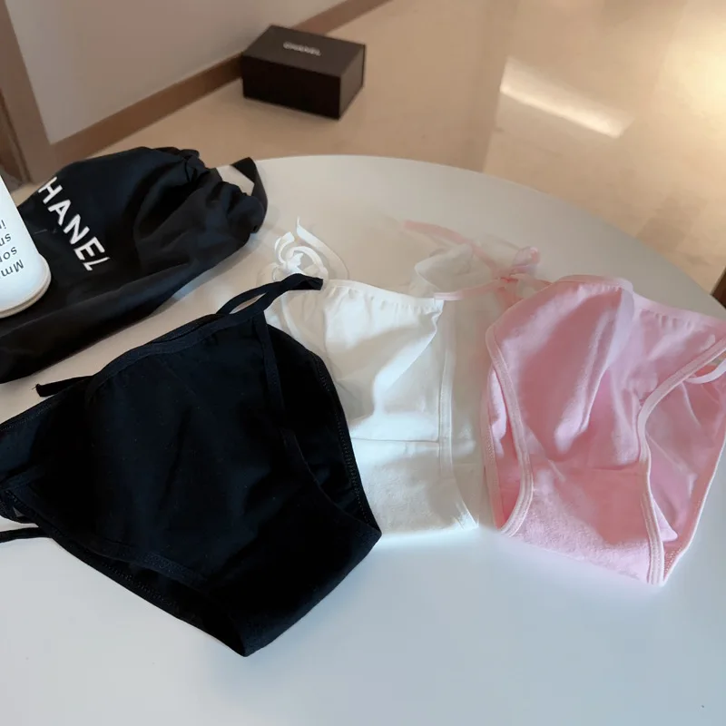 Children 12-20y students Teenagers 95%cotton new Underwear 6pc/lot  lovely T panties  solid Low Waist Briefs Young Girl Pants