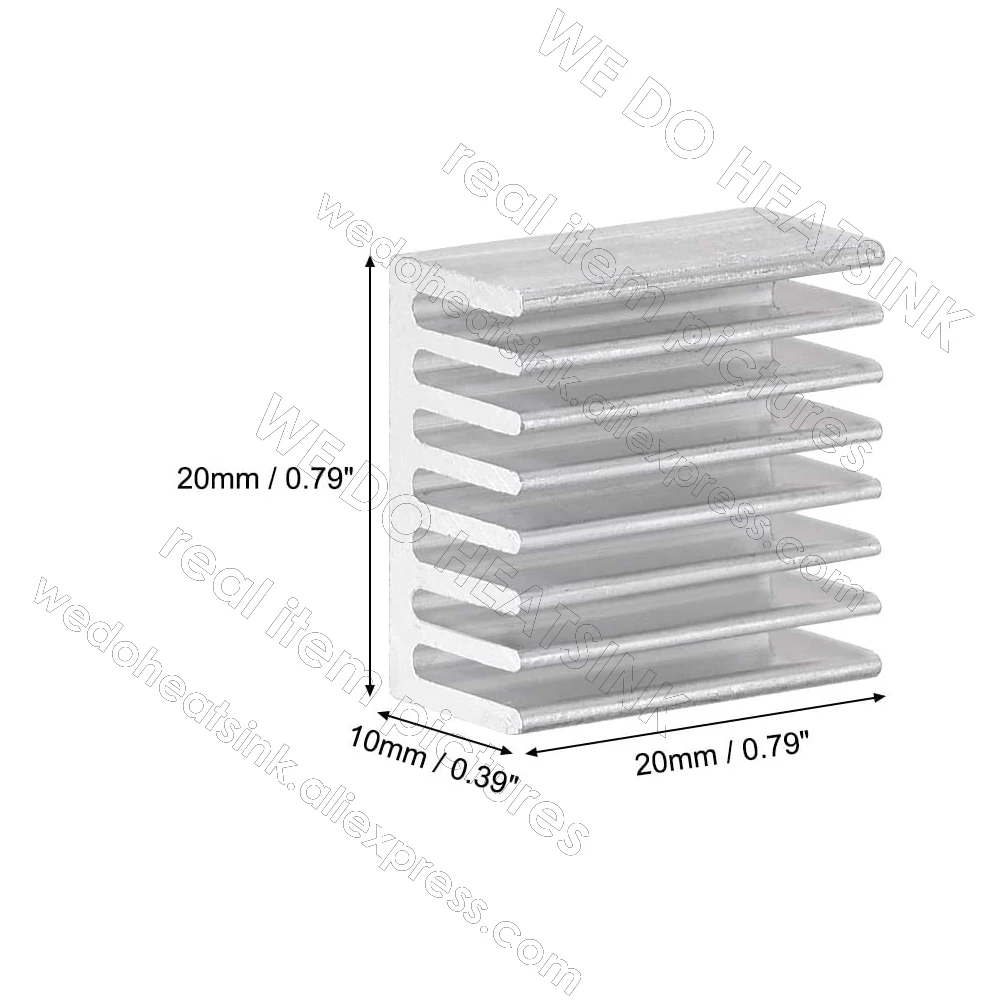 20x20x10mm Silver Square Thermal Self Adhesive Electronics Cooler Heatsink for MOS GPU IC Chip