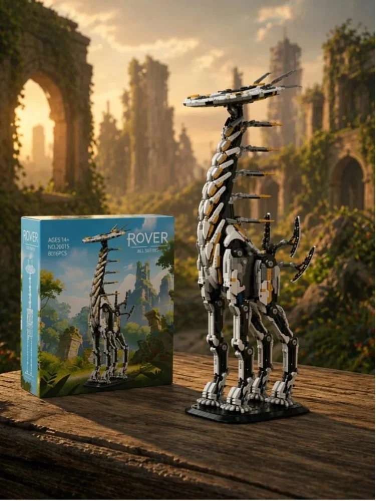 Klemmbausteine Dawned Horizon Langhalsiges Tier Baustein-Set Riesige Version Giraffe Spiel-Sammlung Montagemodell Bausteine Desktop-Dekoration Kreatives Spielzeug Erwachsenen-Geschenk 8016 Teile