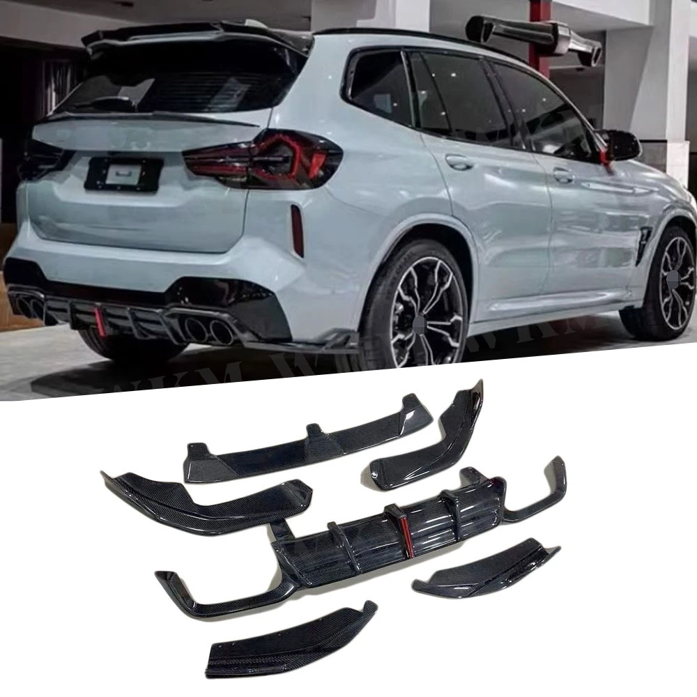 Carbon Fiber Front Lip Rear Diffuser With Lamp Rear Splitters Spoiler Bodykit For BMW X3M X4M F97 F98 2022-2023