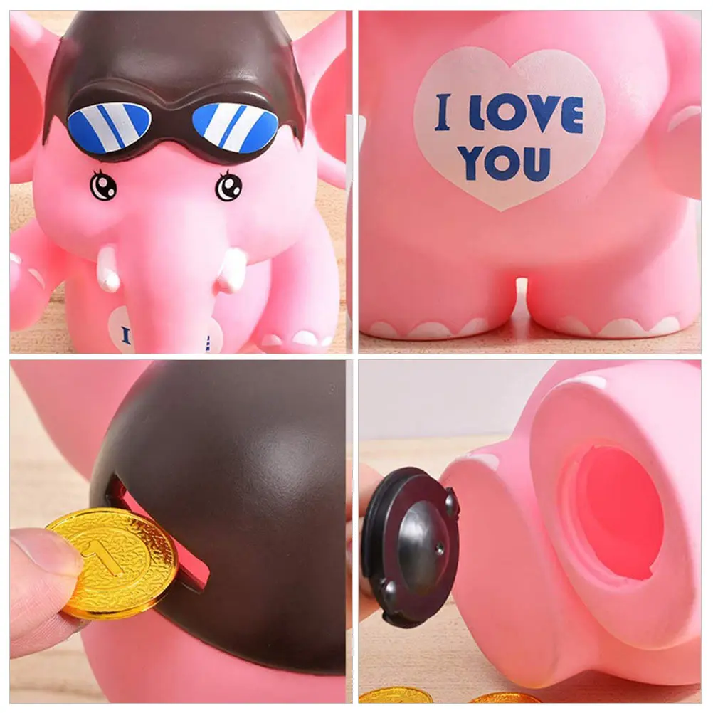

Lovely Elephant Coin Bank For Kids Saving Pot With Rotating Lid, Desktop Decoration Money Storage Jar, Kid Money Bank, Change