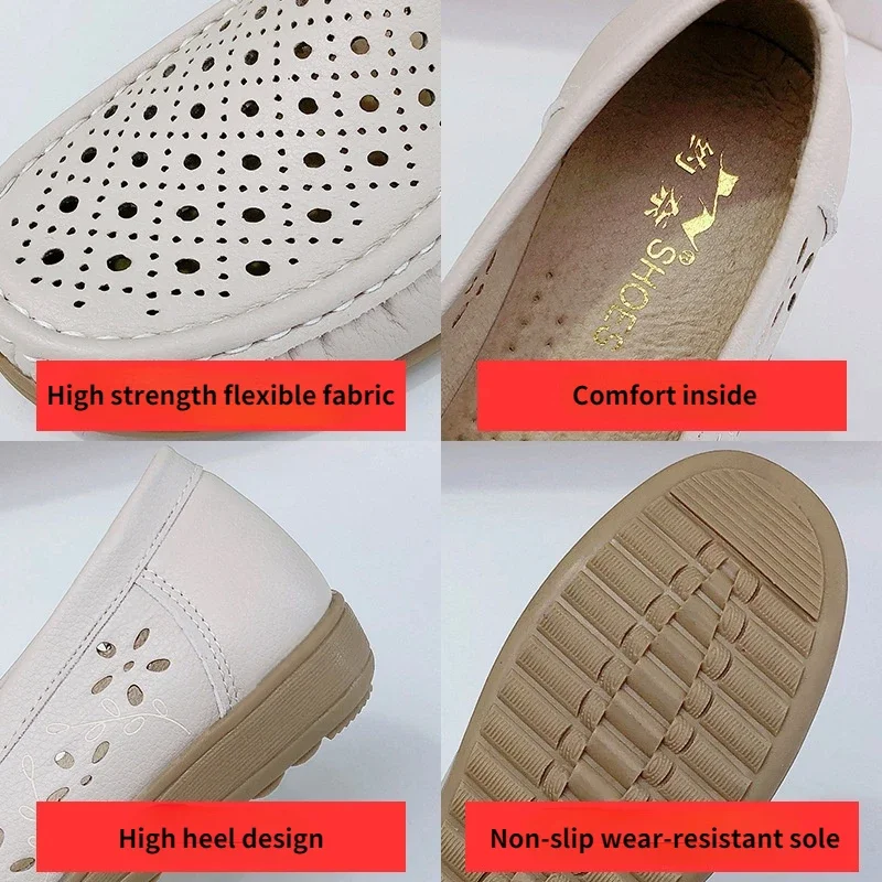 Women Flat Shoes Summer Beef Tendon Bottom Women\'s Loafers Trend Light Slip on White Casual Sneakers Hollow Out Zapatos Mujer