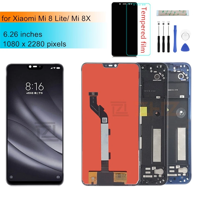 For Xiaomi Mi 8 Lite Lcd Display Touch Screen Digitizer Assembly With Frame For Mi 8 Lite Display Replacement Repair Parts