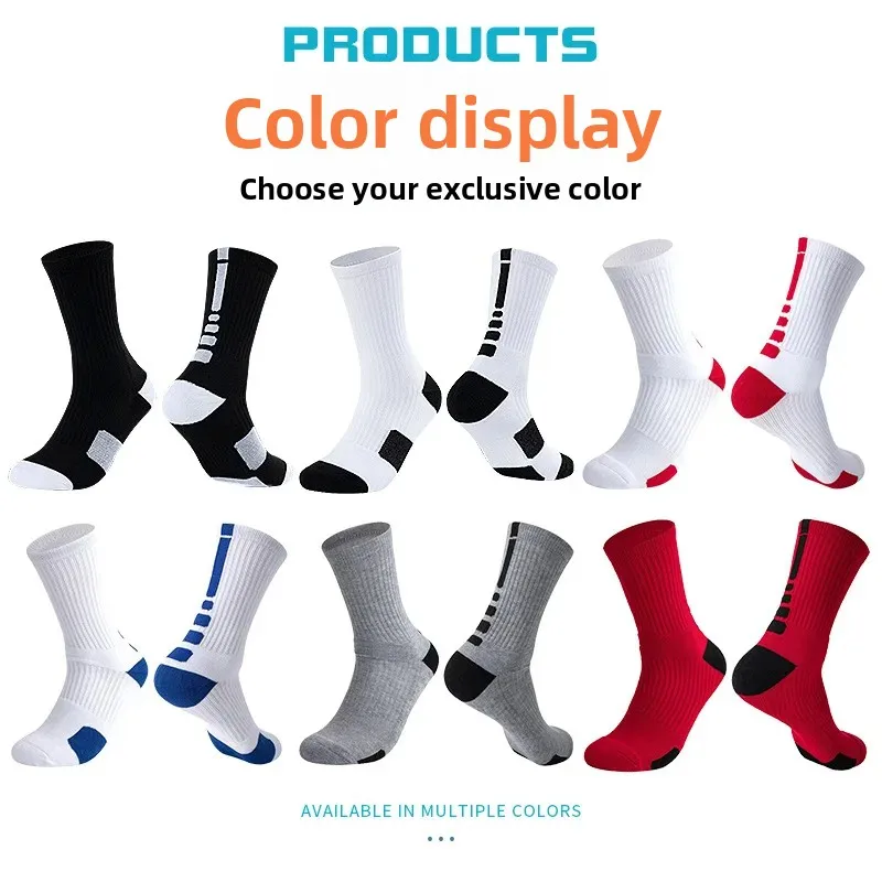 Elite NBA Calcetines de entrenamiento engrosados Calcetines deportivos con parte inferior de toalla a media pantorrilla Calcetines prácticos absorbentes de estilo americano para hombres y mujeres
