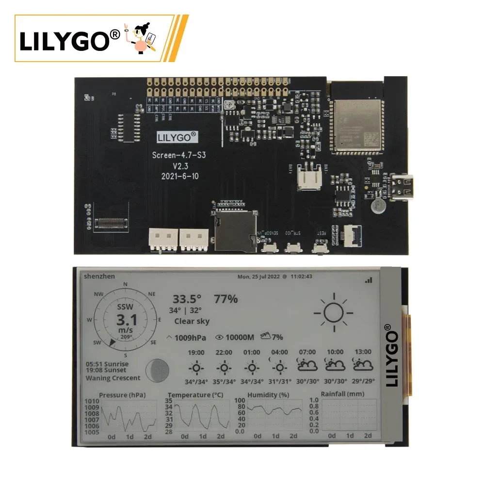 TTGO T5 4,7 Polegadas E-paper V2.3 ESP32-S3 TF Módulo de exibição da placa de driver de desenvolvimento para Arduin
