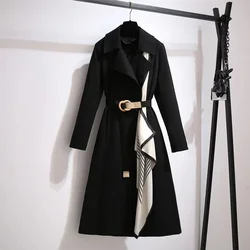 Women's Trench Coat Simple Style 2025 Autumn New Casual Fashion Korean Version Long Overcoat Jacket Windbreaker Female Outerwear