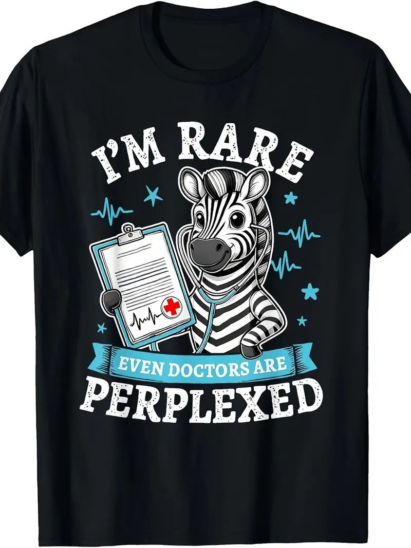 Eds Awareness Zebra I'm Rare Even Doctors Are Perplexed T-Shirt Retro Graphic Tee With Eds Zebra Stripe All-Season Casual Wear