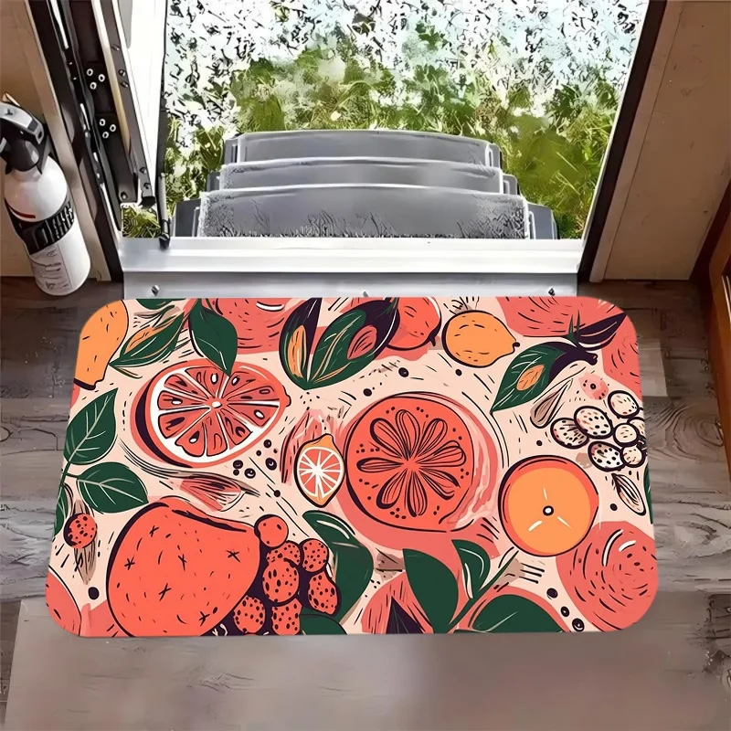 Mango Fruit Slice Print Doormat Non Slip Entry Floor Mat Sweet Summer Fruit Decor Front Door Hallway Kitchen Rectangle Door Rug
