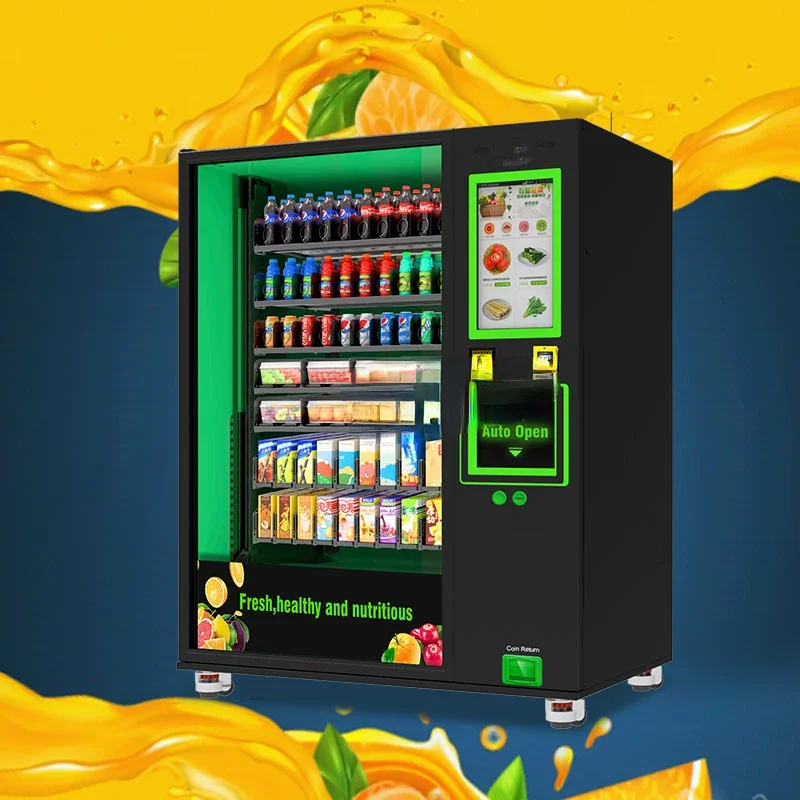 

Commerial Automatic Healthy Fresh Vegetables Salad Fruit Vending Machine With Touch Screen Refrigeration Vending Machine