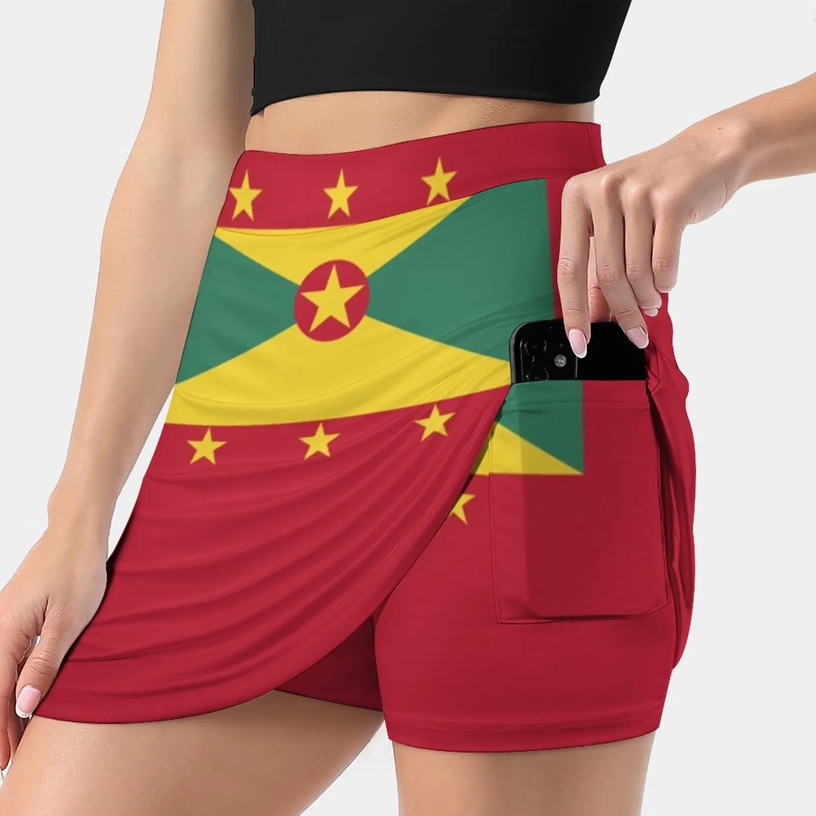 Grenada Flag Women\'S Summer Fake Two Piece Skirts Casual Sports Beach Skirt Girl Skorts Grenada Flag Grenadian Grenada Flag