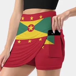 Grenada Flag Women'S Summer Fake Two Piece Skirts Casual Sports Beach Skirt Girl Skorts Grenada Flag Grenadian Grenada Flag