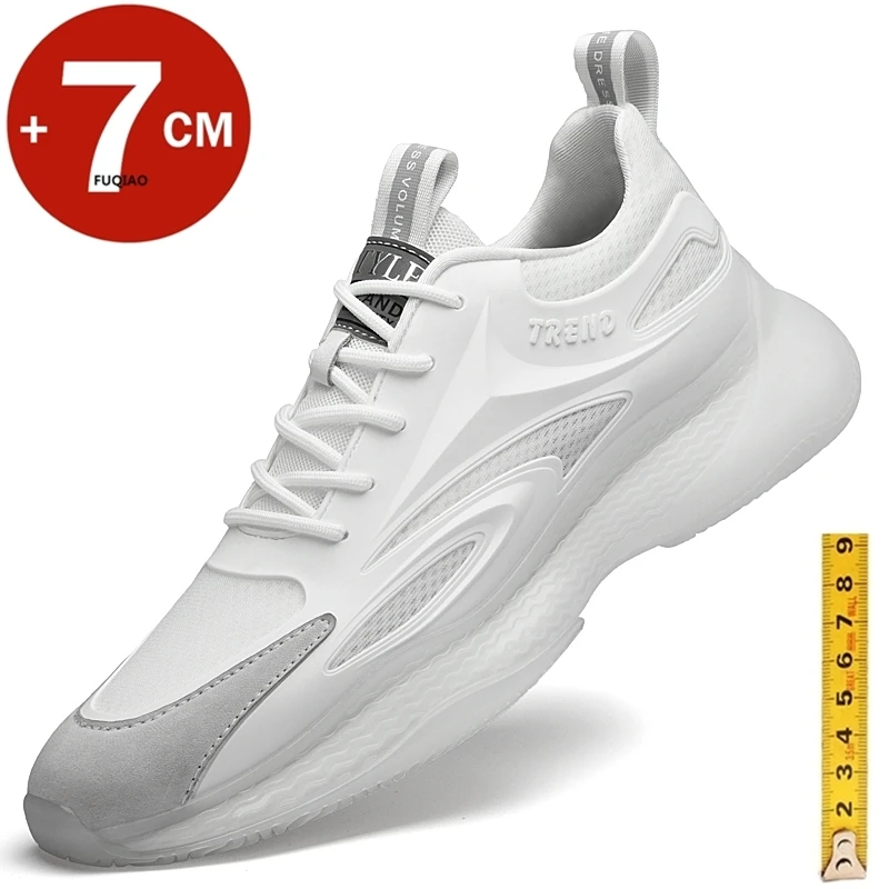 

7CM Height Increasing Shoes Elevator Men Shoes High Quality White Black Sneakers Comfortable Lift Shoes Men Casual Fashion Sport