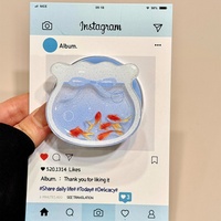 Gradient Aqua Blue Cute Little Goldfish MagSafe Grip Talk Wireless Charge Case For iPhone  15 16 Goldfish Shake Magnetic Stand
