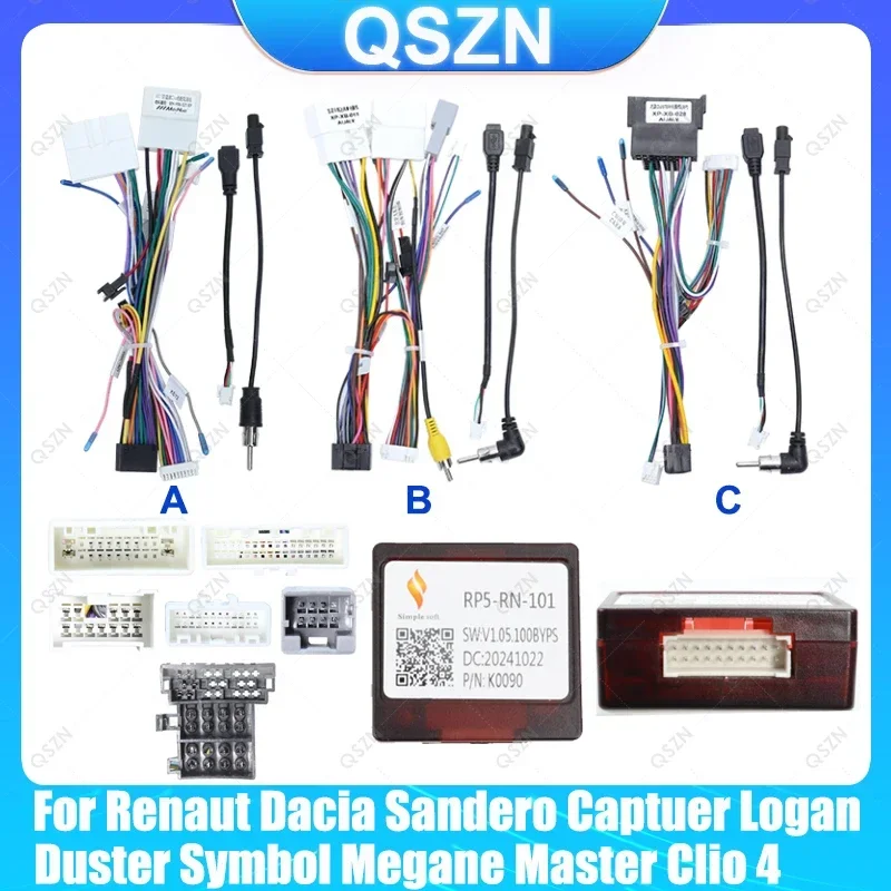 QSZN Car Radio Cable CANBus Box Decoder With Wiring Harness For Renaut Captur Clio Sandero Logan Duster Kwid Kangoo Dokker Dacia