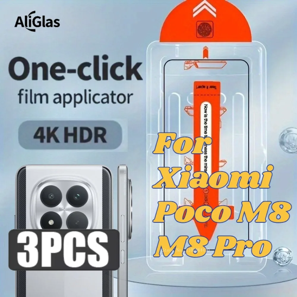 

3 шт. для Xiaomi Poco M8 Pro, технология One Pull, с пылезащитной усиленной пленкой, закаленное стекло высокой четкости для Poco M8