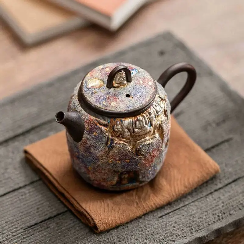 Manshan Rock Mineral For Home Use Single Pot Chinese Retro Kung Fu Set High End Handmade Silver Plated Tea Pot