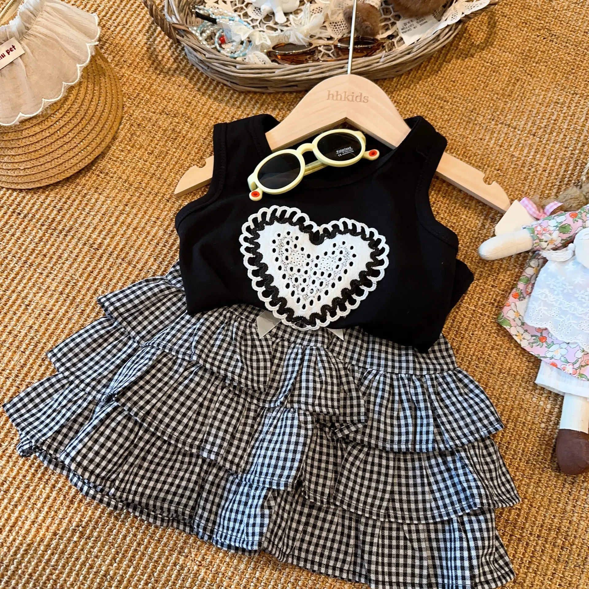 Girls Dresses Clothes Sets Summer Children Sleeveless Vest T-shirts Skirts 2pcs Fashion Suit For Baby Dress Outfits Kids Costume