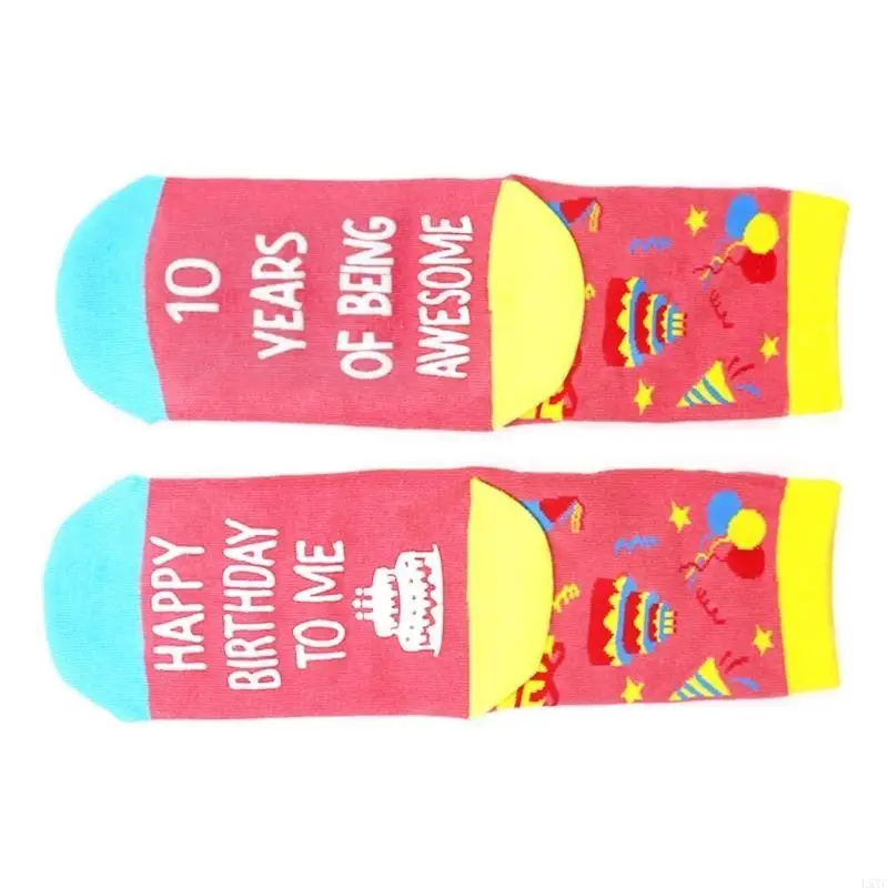 

L5YC 9 10th 11th Birthday Socks with Blessing Letter for Daughter Sister Novelty Fun Happy Birthday Socks Birthday Present