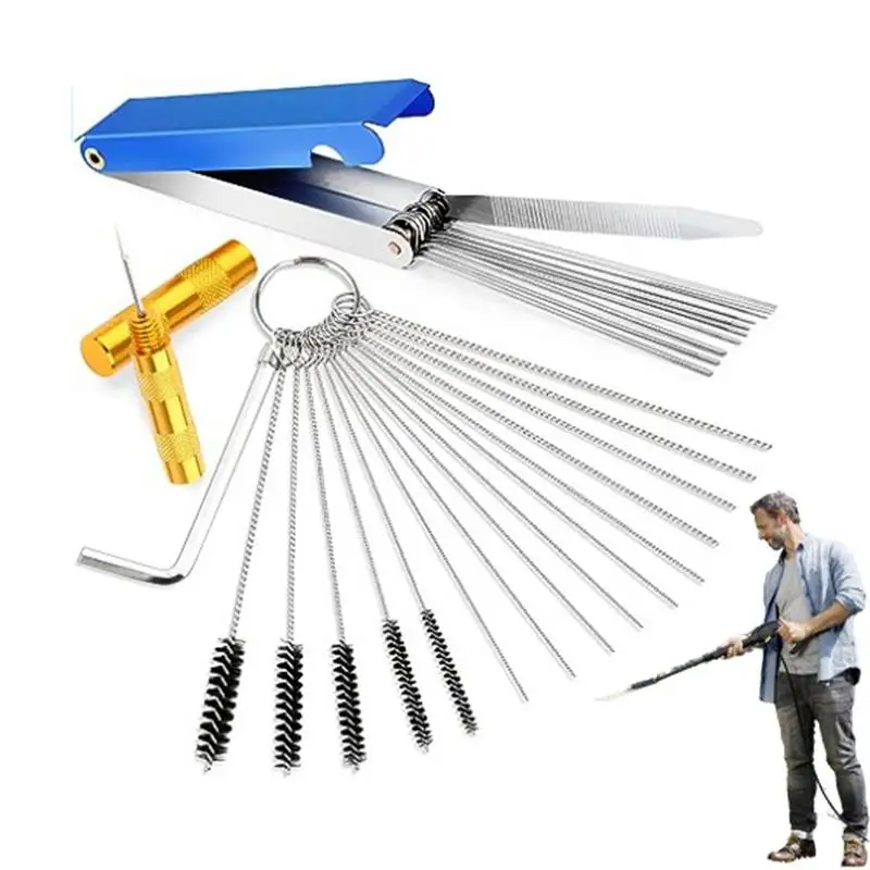 Carburetor Jet Cleaning Tool 19pcs Removal Carb Cleaner Torch Tip Cleaner Spray Tool Multipurpose Torch Tip Cleaner Tip