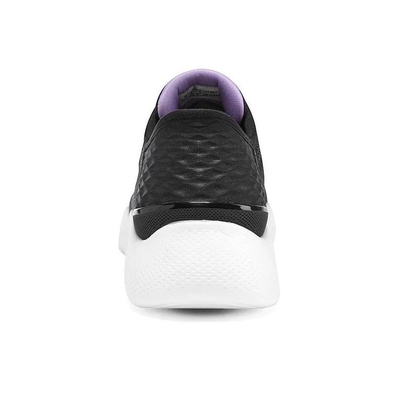 Skechers Go Walk Massage Fit Walking Shoes Women's Low Top Black/White/Purple 124916-BKLV - view 6