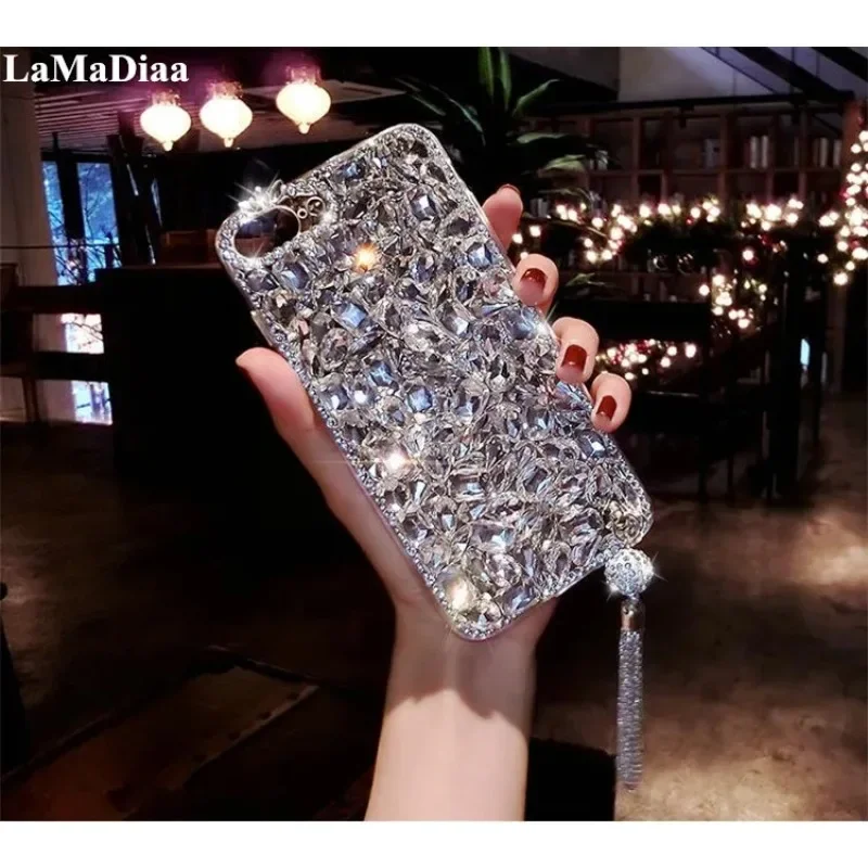 

Luxury Bling 3D Jewelry Diamond Soft Back Pendant Phone Case Cover, for Samsung S24, S20, S21, S22, S23 Ultra Plus, Note20