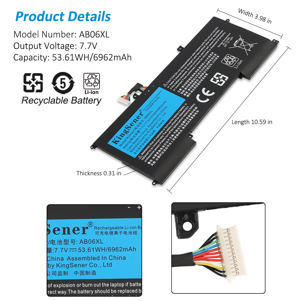 KingSener AB06XL bateria do HP ENVY 13-AD019TU 13-AD020TU 13-AD106TU 13-AD108TU TPN-I128 HSTNN-DB8C 921408-2C1 921438-855