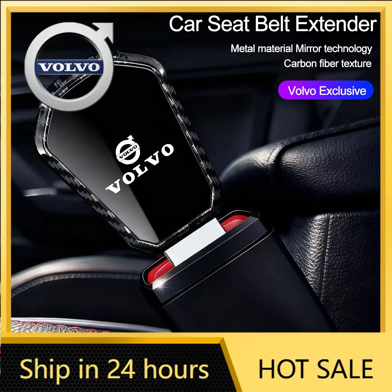 

Steering Covers Arbon Fiber Car Seat Belt Clip Extender Metal Badge Lock Buckle For Volvo EX30 XC60 XC40 V60 V40 XC90 XC70 V50 S