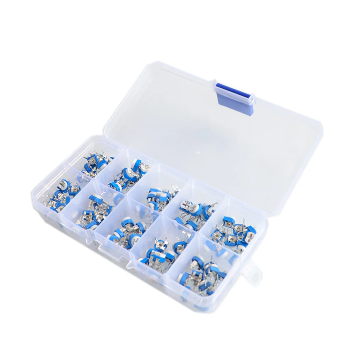 

100pcs/Box RM065 Potentiometer Adjustable Resistor Kit 500 - 1M Ohm Multiturn Trimmer Potentiometer Set Variable Resistors Kit